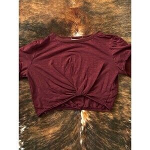 Jolt Burgundy Twist-Front Crop Top
